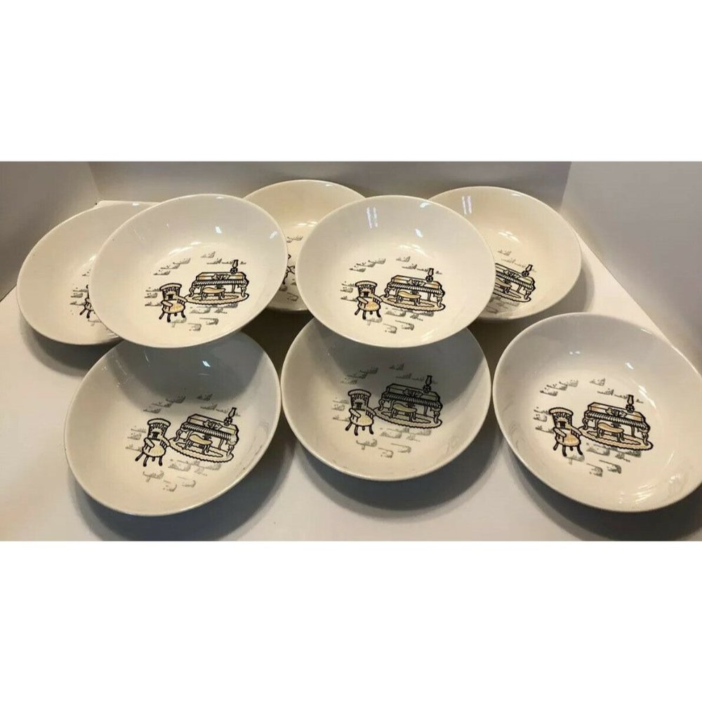 VTG STETSON SOUP SALAD BOWLS MARQUEST CABIN - 8 - USA LINCOLN, IL